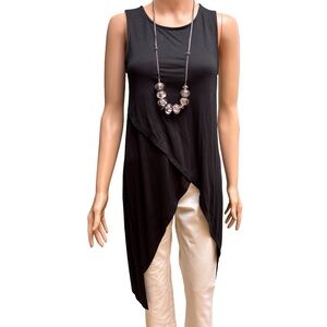 Anthropologie Black Asymetrical Stretchy Sleeveless Tunic XS